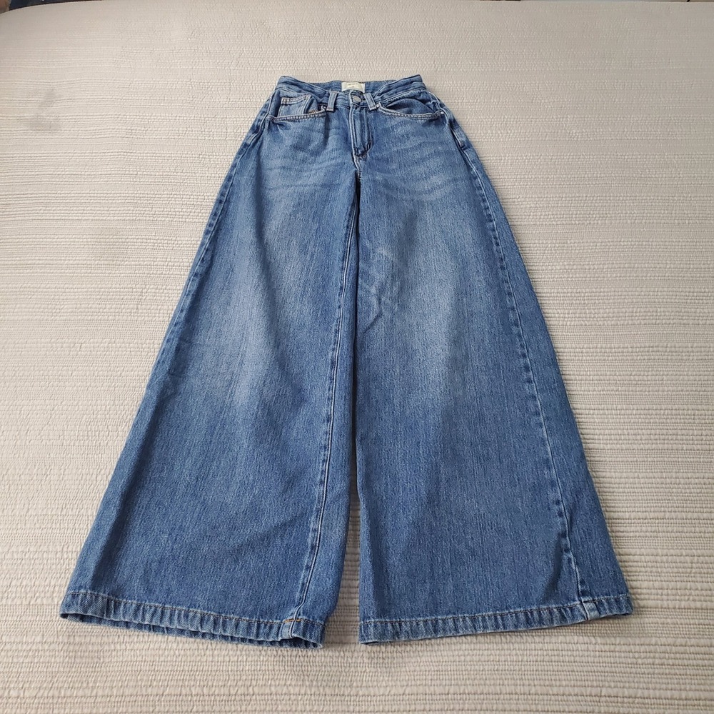 Cotton On Lyocell Wide Leg Jeans Womens 2 Blue High Waist Denim